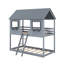 Lit superposé simple au-dessus d'un lit simple en bois-603584182