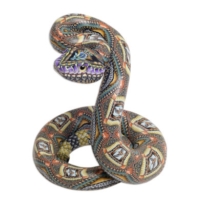 Rattlesnake Polymer Clay Sculpture (4.5 Inch)