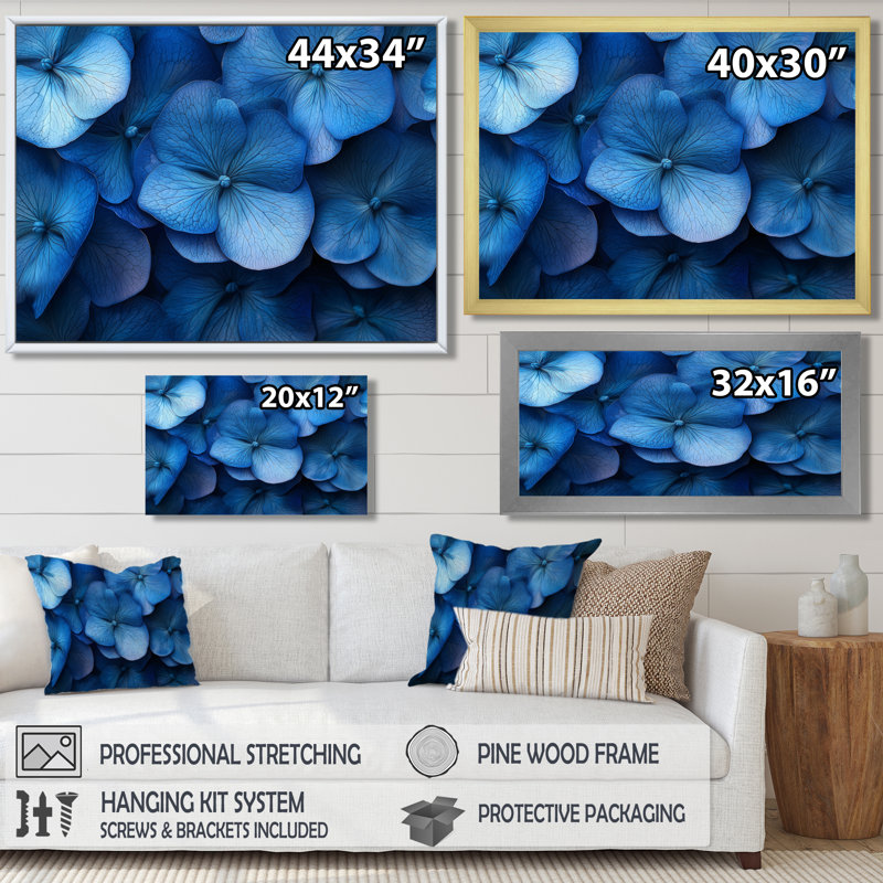 Blue Ocean Petals, H 30 po x l 40 po, Toile tendue sur cadre, Ne s’applique pas