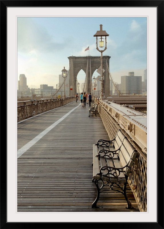 « brooklyn bridge », reproduction de photo Alan Blaustein, H 26 po x l 20 po x P 1 po, Cadre noir