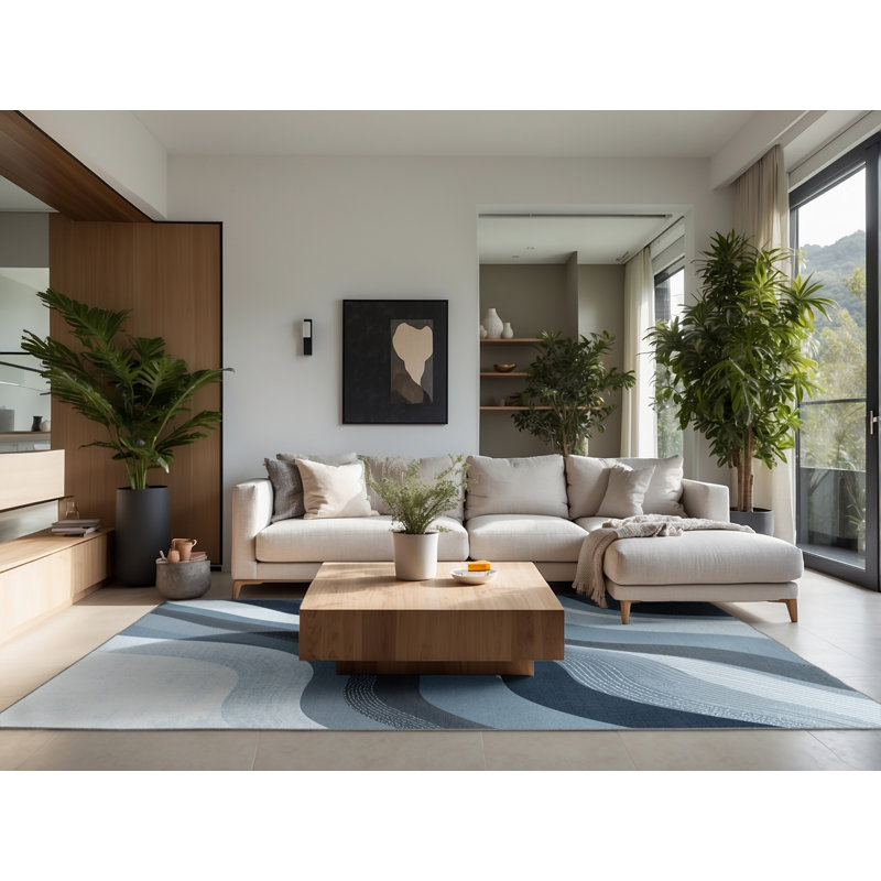 Tapis gris moelleux et moelleux à motif abstrait et élégant - Reliure grise, Rond 8 pi