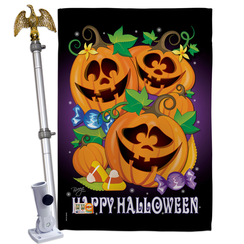 Ensemble de drapeaux en polyester 40 po x 28 po Happy Pumpkins