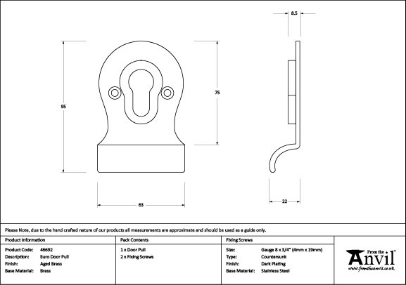 Face Fixed Aged Brass Euro Escutcheon