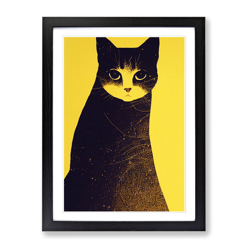 Cat Collage - Picture Frame Print, 34cm H x 25cm W, Oak Framed