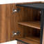 Armoire de rangement moderne avec coins arrondis, plateau contrastant en marbre et tablettes intérieures réglables-129444713