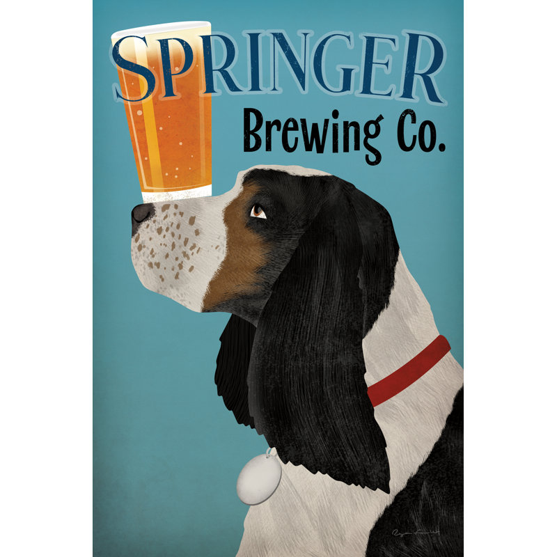 " Springer Brewing Co " by Ryan Fowler, 30" H x 20" W, White Single Picture Framed Paper with Mat