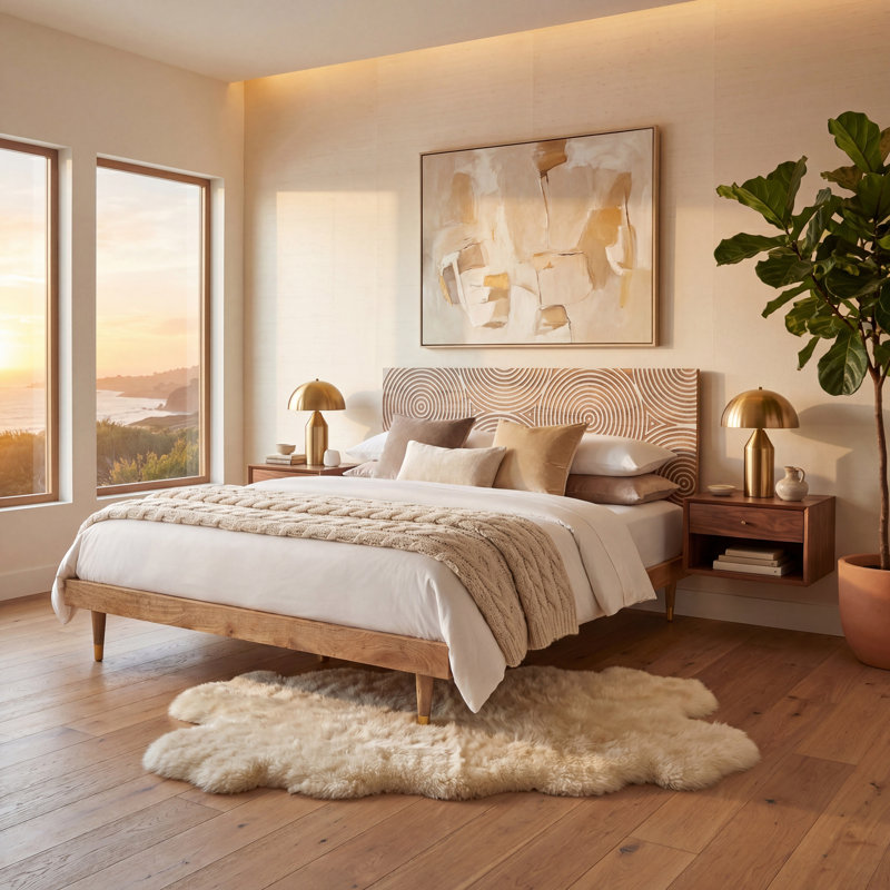 Addington Solid Wood Platform Bed, Queen