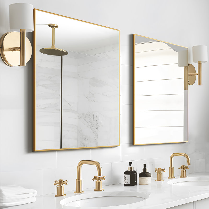 Miroir de salle de bain mural Kayelle, Doré, 39 po x 30 po