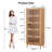 Solid Wood 5-Tier Flip-Top Glass Door Bookshelf Cabinet, Mid-Century Modern Display Storage Cabinet-79003451-79003430