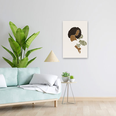 Boho Monstera Leaves I - Multicultural Figurative Tropical Art