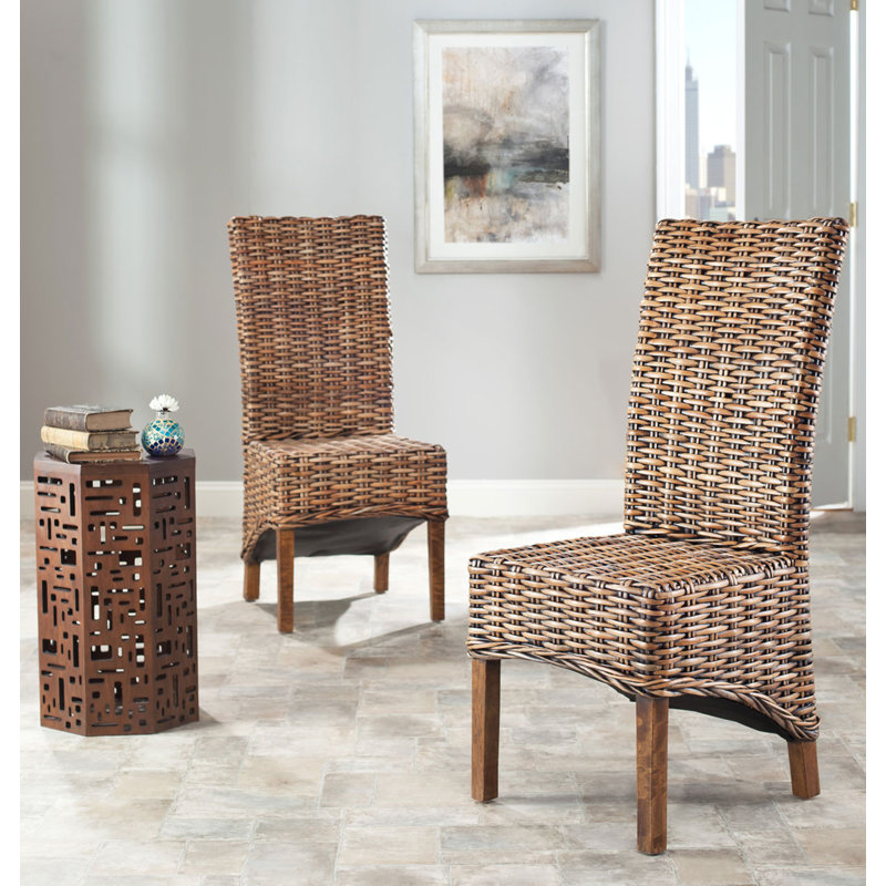 Rattan Side Chair in Light Walnut