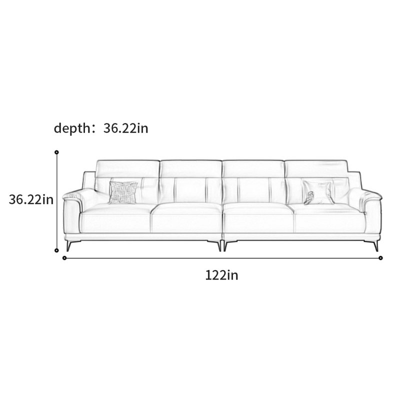 Canapé italien luxueux et simple, H 36,22 po x l 122,00 po x P 36,22 po