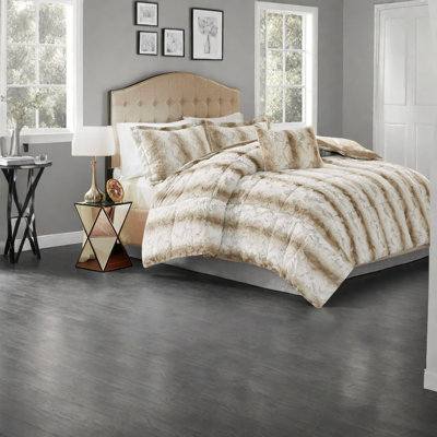 Ensembles de literie très luxueux en fausse fourrure pour très grand lit, édredon hypoallergénique en polyester avec coussin décoratif, idéal pour les chambres à coucher modernes
