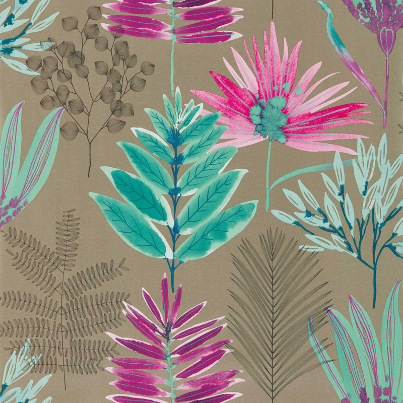 Yasuni 10.05m x 68.6cm Wallpaper Roll, Lagoon/Cerise