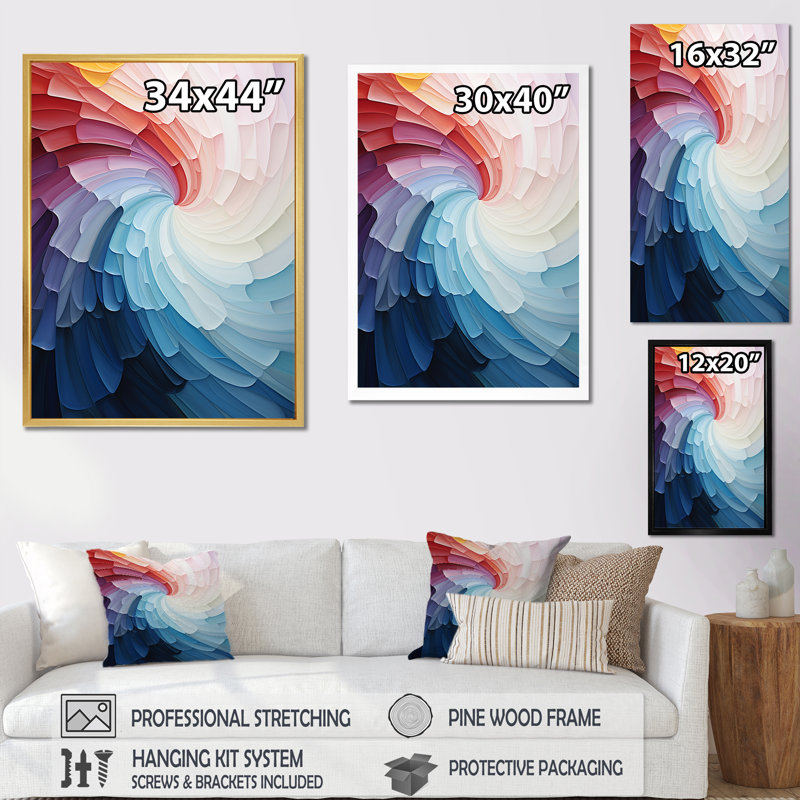 Arc-en-ciel coloré de la simplicité - reproduction d'art sur toile arc-en-ciel, Cadre photo noir, H 32 po x l 24 po x P 1 po