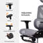 Chaise de bureau ergonomique en filet avec support lombaire réglable et accoudoirs rembourrés pour 300 lb