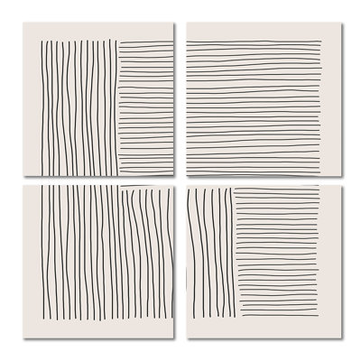 Minimal Geometric Lines I - ensemble d'art moderne sur toile 4 pièces