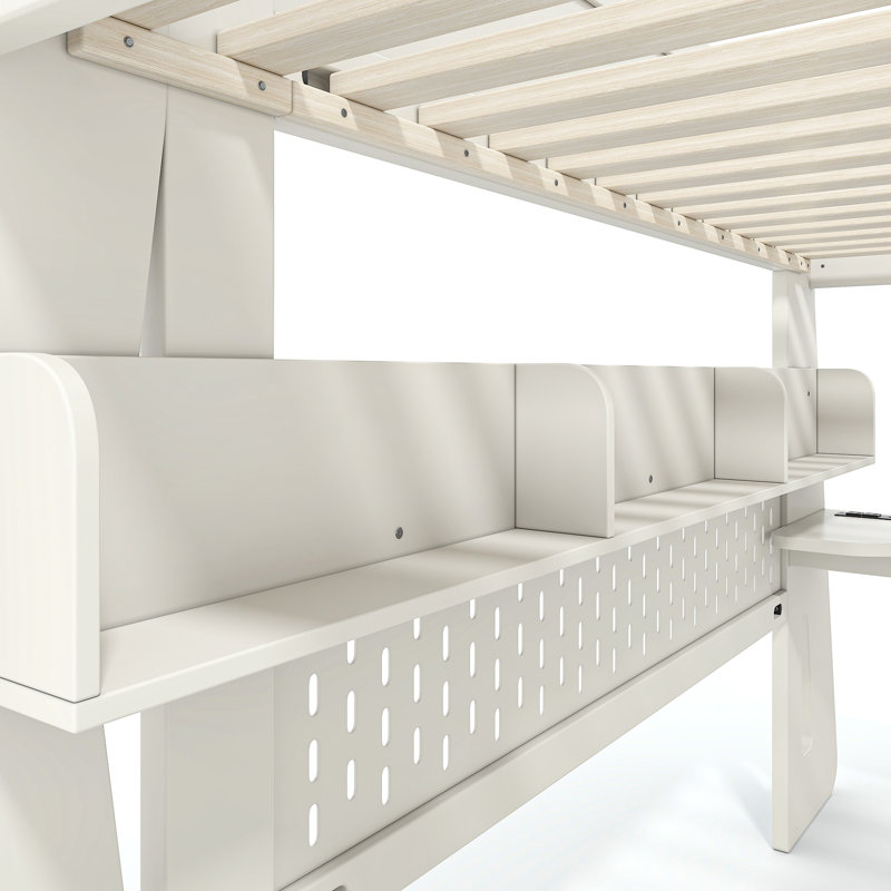 Lit mezzanine avec bureau et rangement ApexNest, Twin, White