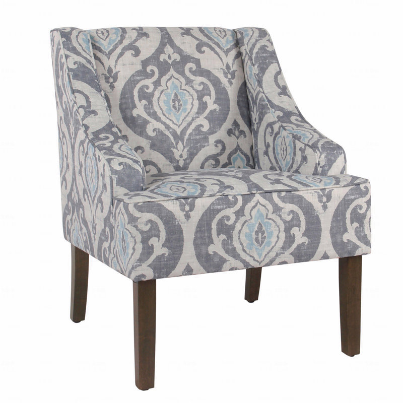 Multicolore, chaise rembourrée en tissu avec accoudoirs inclinés et motif damassé en tissu