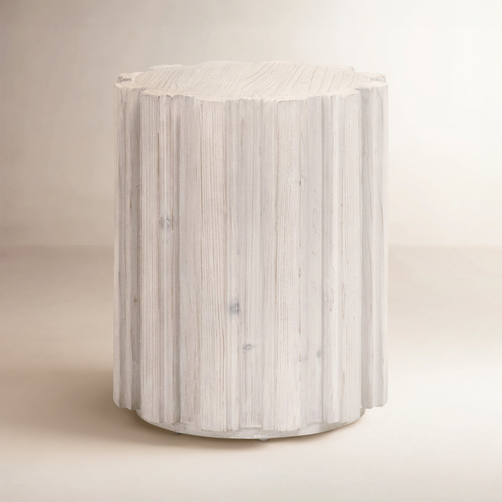 Caselyn 20.75'' tall Drum End Table, White Wash