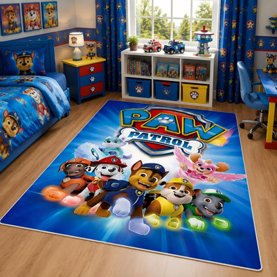 Paw Patrol Rug for Kids, 47x71 Inch Paw Patrol Bedroom Desor Birthday Party Decorations Rug