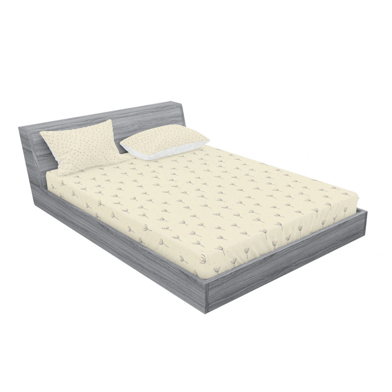 Microfiber Floral Sheet Set, Queen Sheet Set with Fitted Sheet