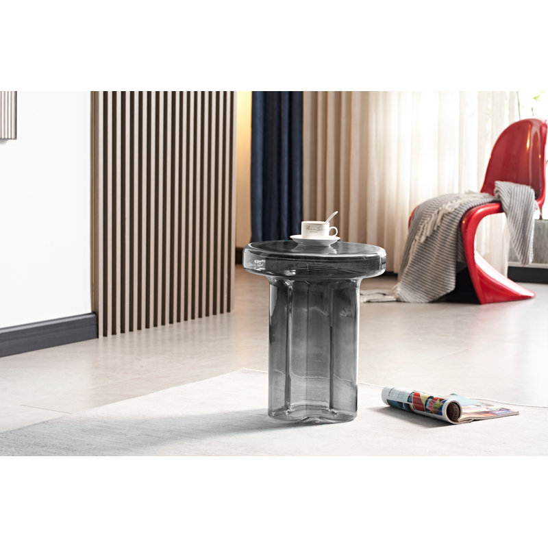 Glass End Table, Gray