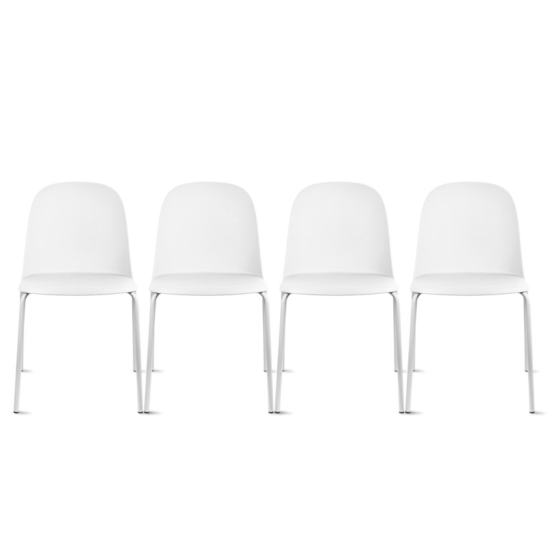 Annunziata Dining Chairs - Modern Stackable Plastic Chairs with Chrome Metal Legs & Solid Back - Set of 4 Kitchen & Dining Room Chairs