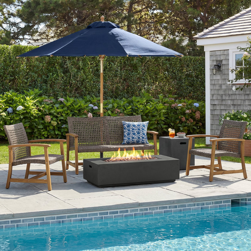 Acacia 4 - Person Patio Conversation Set, Natural/Mixed Mocha