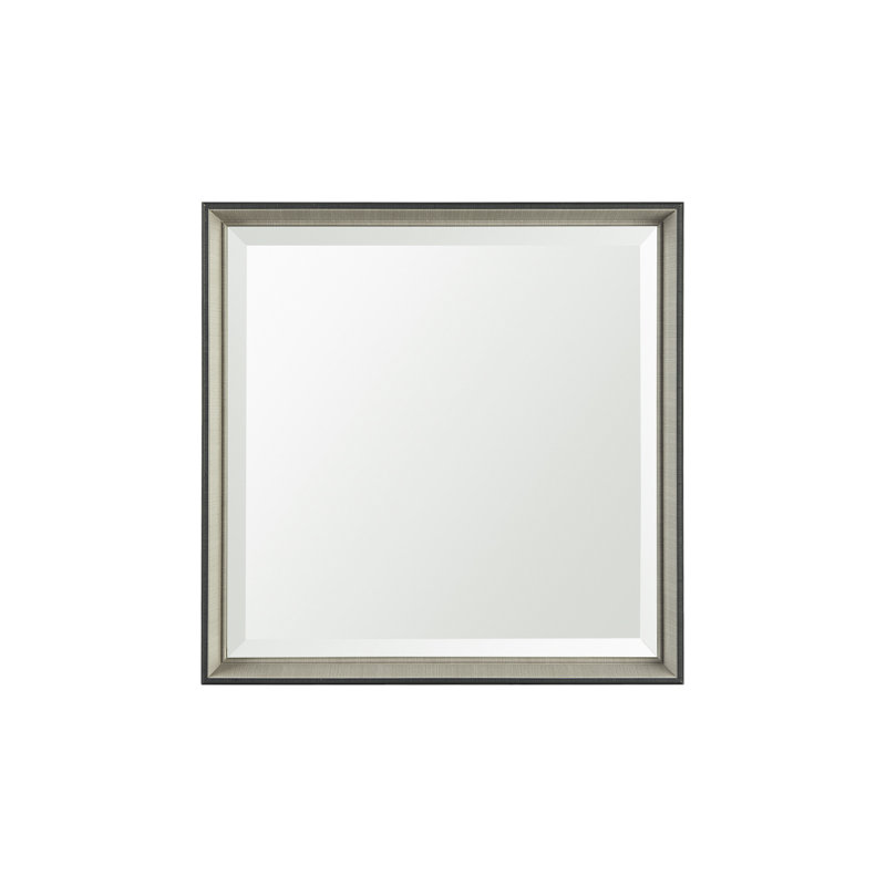Miroir de salle de bain biseauté avec cadre noir et gris, 26 po x 26 po, Carrée