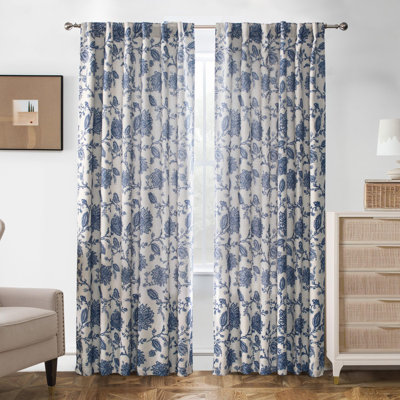 Linen Floral Paisley  Blackout Curtains for Living Room Bedroom  Lined Back Tab Window Drapes Thermal Farmhouse Country Jacobean Curtains 2 panels