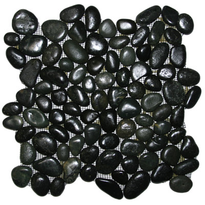 Carrelage mosaïque en pierre naturelle noir charbon de 12 po x 12 po Congo Pi. Par carton