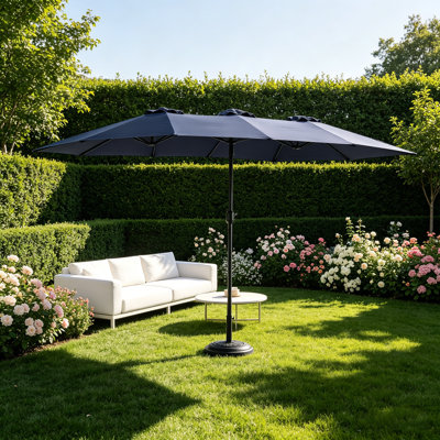 14.8ft Double-sided Large Patio Umbrella,large Outdoor Parasol With Crank Handle Double Table Shade,rectangular Market Umbrella With Crank Handle For Poolside, Garden, Lawn, And Deck