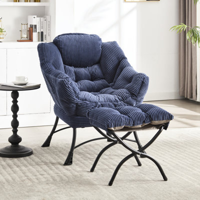 Méridienne moderne avec - Bleu marine. Nylon doux et souple. Et une poche latérale. Fabrication en acier. Créez un repose-pieds ergonomique bleu marine et confortable. Mélange de laine. Poche pour plus de commodité. Cadre.