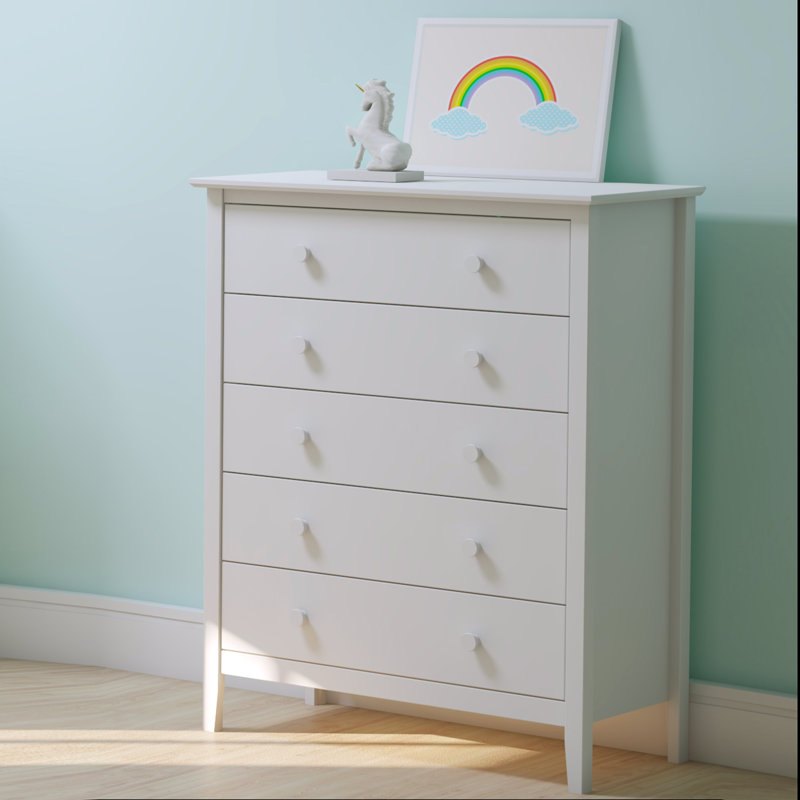 Commode 5 tiroirs Simplicity, Blanc