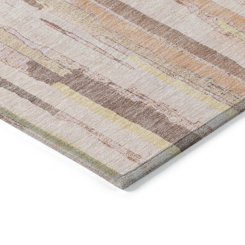 Machine Washable Indoor/Outdoor Christain ACN1318 Pink Rug, Rectangle 8' x 10'