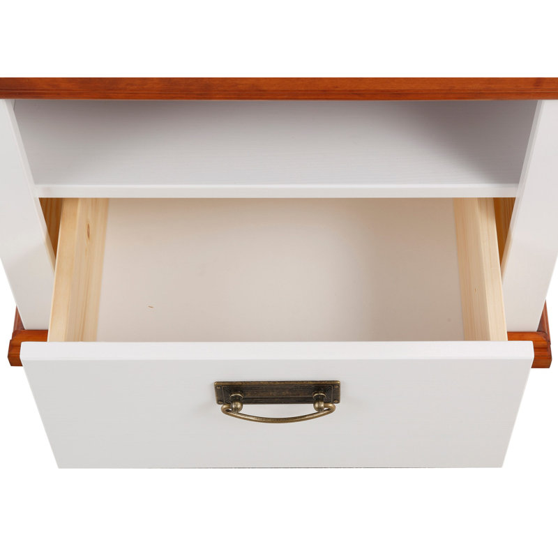 Makah 50.6cm W Solid Wood Bedside Table, White/Cherrry