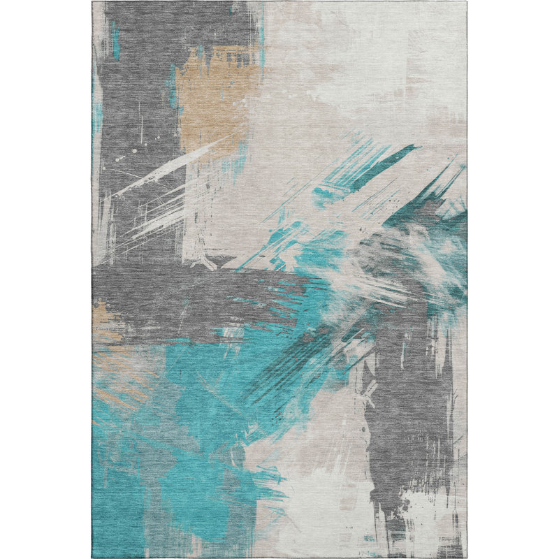 Premium Machine Washable Varroville AMF1711 Modern Rug, Rectangle 2'6" x 3'10"