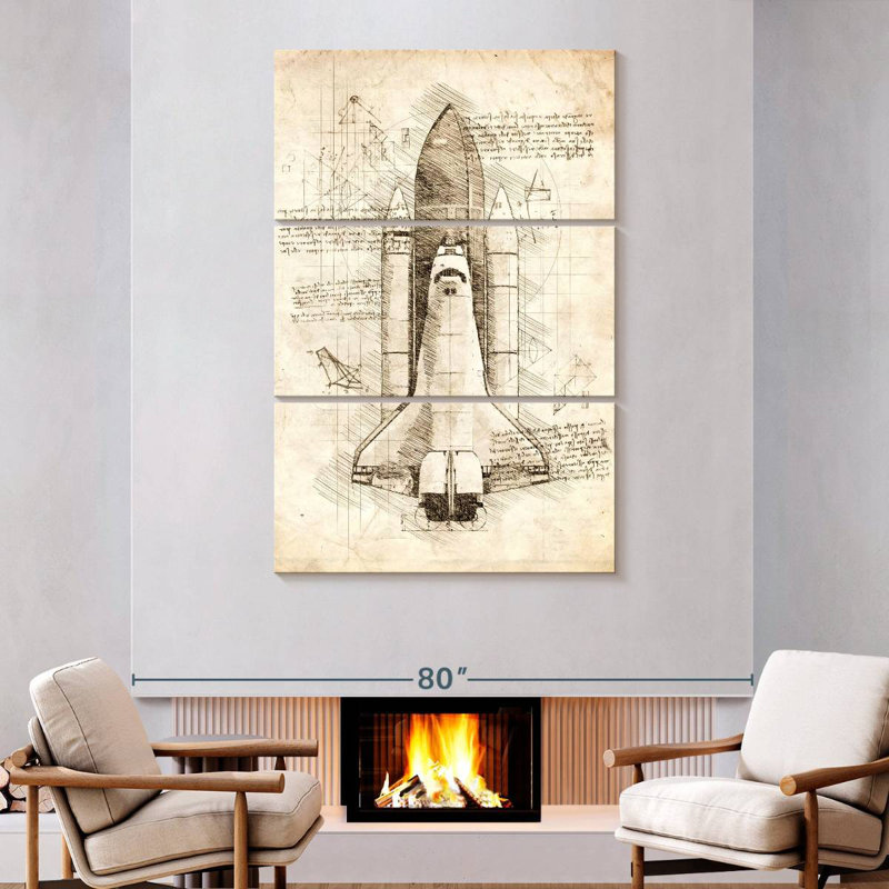 Oberle Space Shuttle Blueprint, 74" H x 48" W