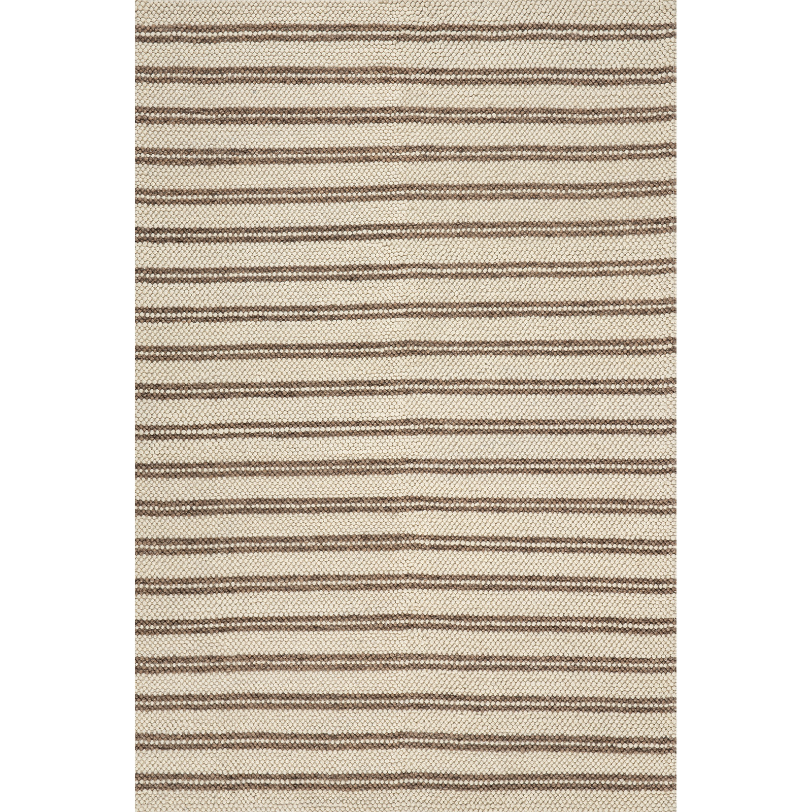 Venit Hand-Hooked Striped Farmhouse Rug, Rectangle 5' x 8'