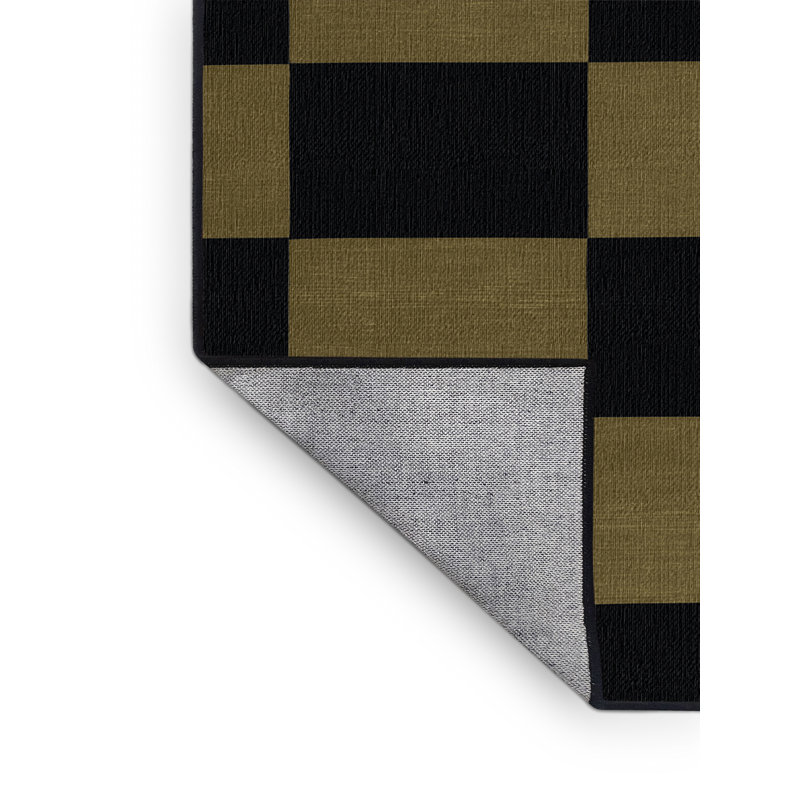 Tapis gris à carreaux lavable à la machine, Carré 4 pi