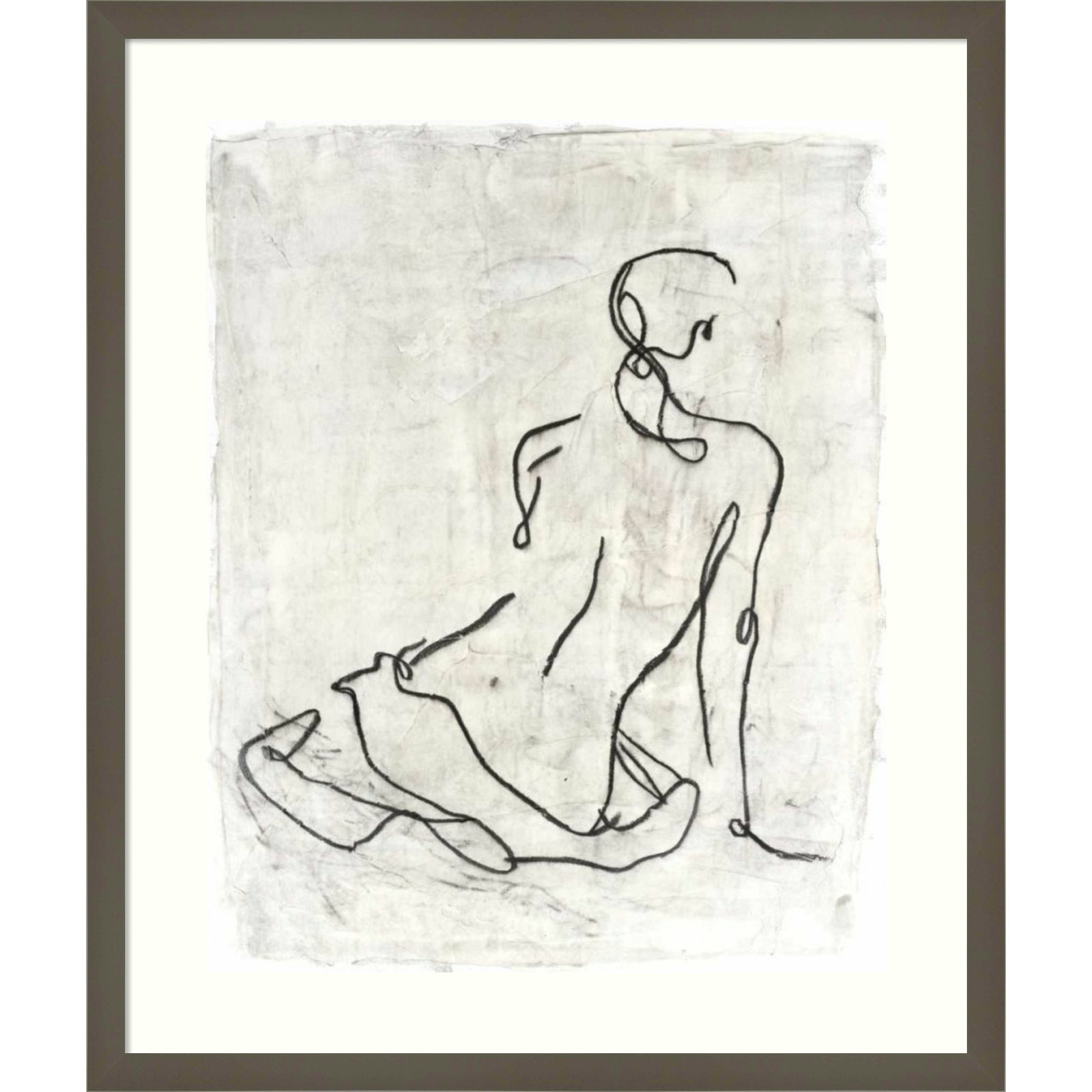 Embellished Gestural Contour I Print, 37" H x 31" W, Gray Framed Paper