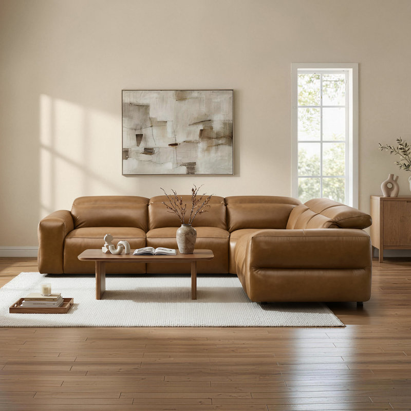 Canapé inclinable électrique à double moteur de 124 po avec conception murale zéro, appui-tête réglable et cuir fleur