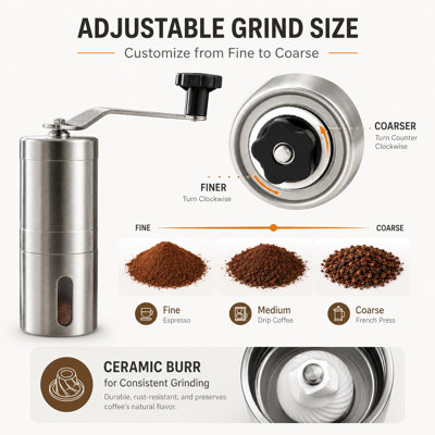 Manual Stainless Steel Coffee Bean Grinder