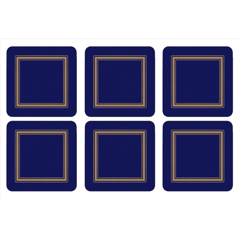 Pimpernel Classic Coasters 4"X 4", Midnight Blue