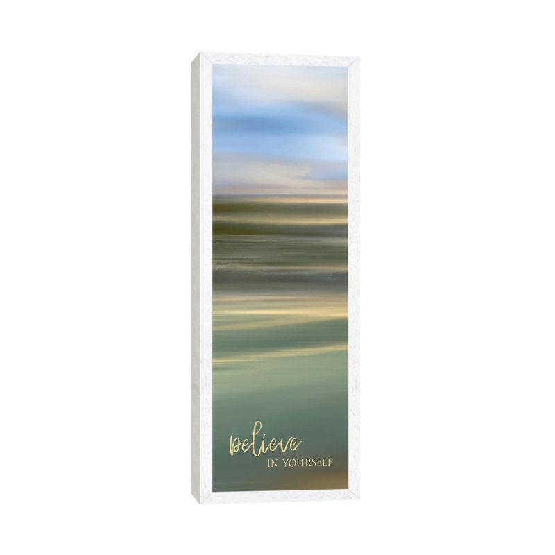 Believe in Yourself 1 Piece Panoramic Wall Art on Canvas, 121.92cm H x 40.64cm W x 3.81cm D, White Framed