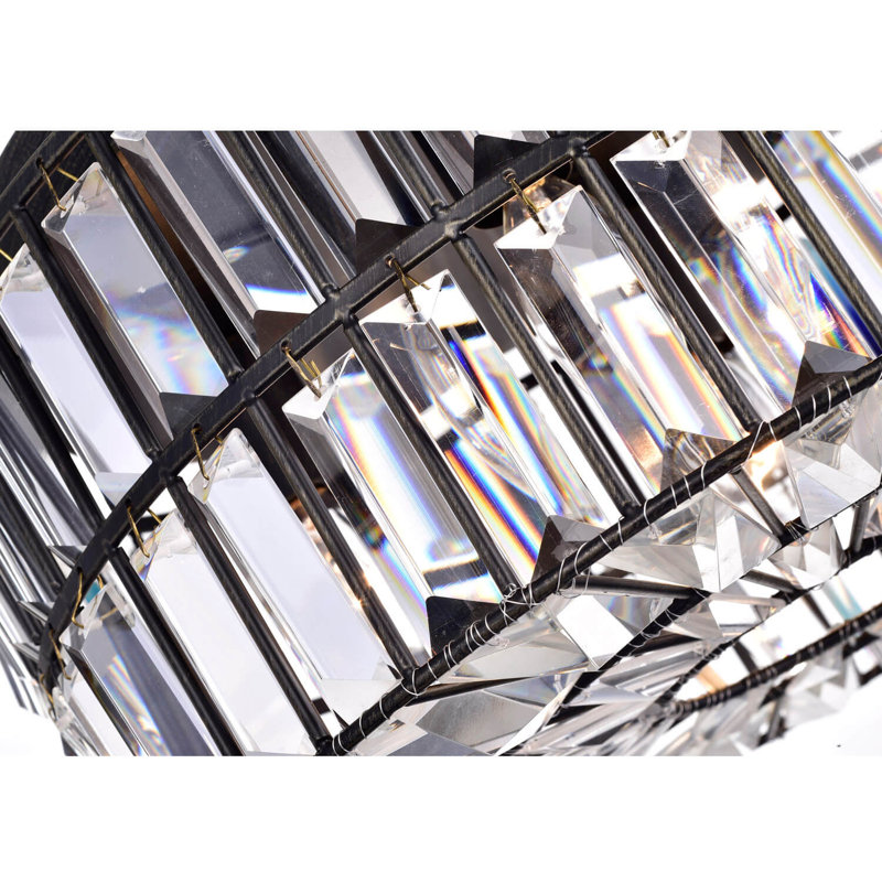 Lindiwe 4 - Light 15.4" Antique Black Crystal Glass Prism Flush Mount