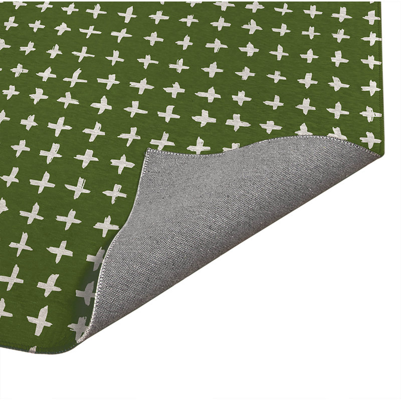 Tapis de cuisine à profil bas Check, Vert olive, Rectangle 5 pi x 7 pi