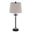 Ensemble de 2 lampes de table Tika, anneaux de cristal et boule de métal noir, abat-jour en tissu-125317823-125317824