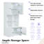  Armoire de rangement haute et large avec 4 portes et tablettes ouvertes, organisateur autoportant, blanc
